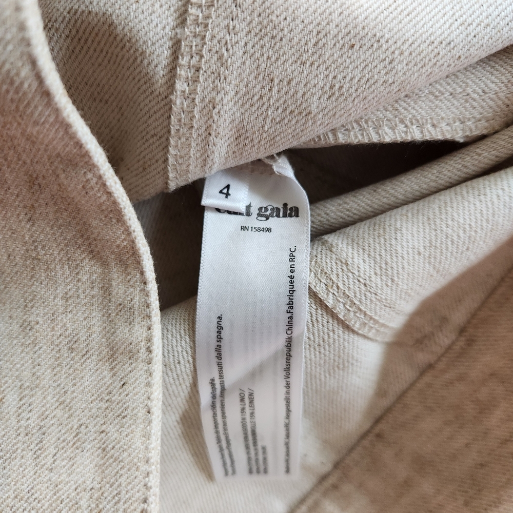 Cult Gaia Beige Linen Blend Lua Midi Skirt Size 4 NWT $495 Quiet Luxury Office - Picture 8 of 14